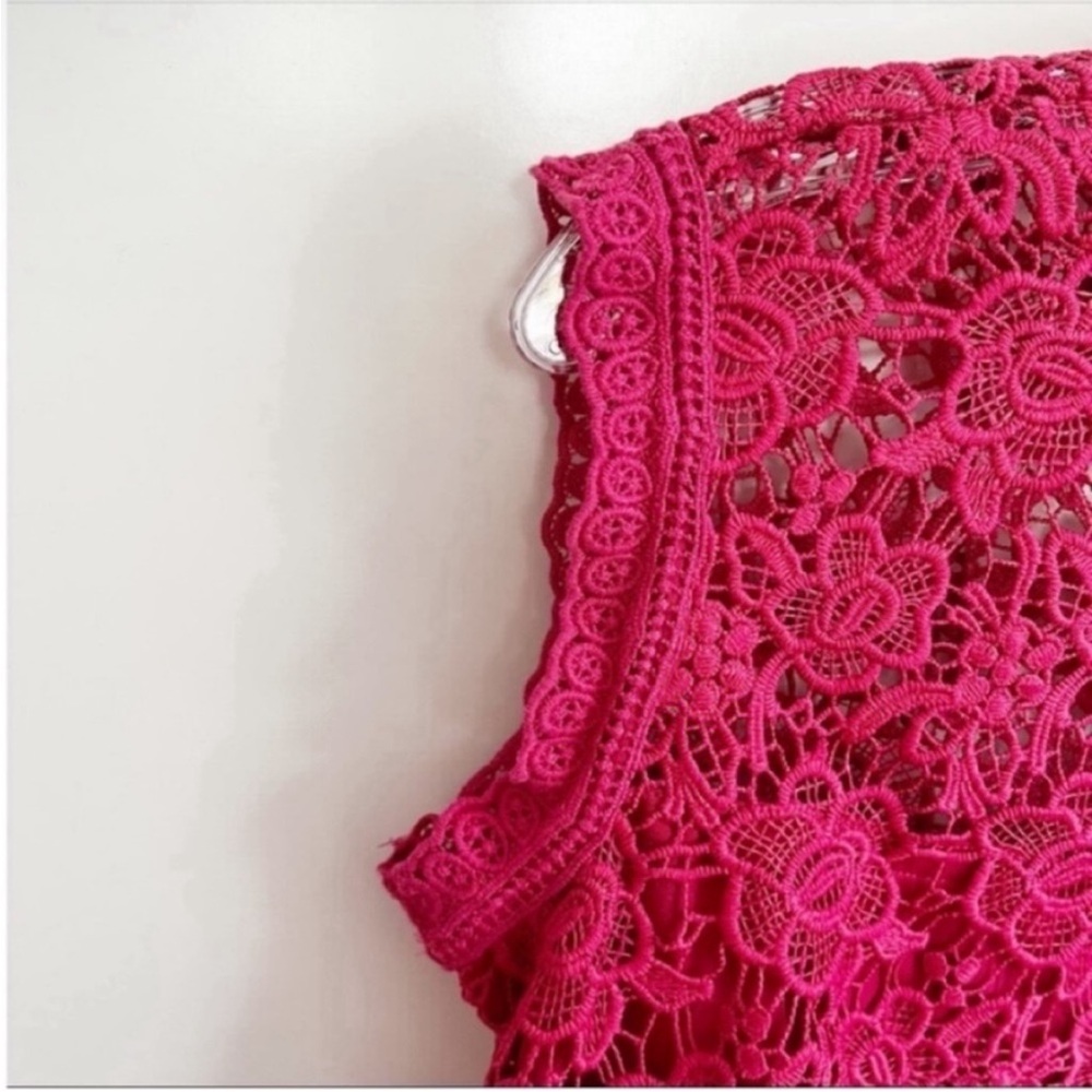 Nanette Nanette Lepore shirt pink mock neck floral lace sleeveless - Picture 4 of 9